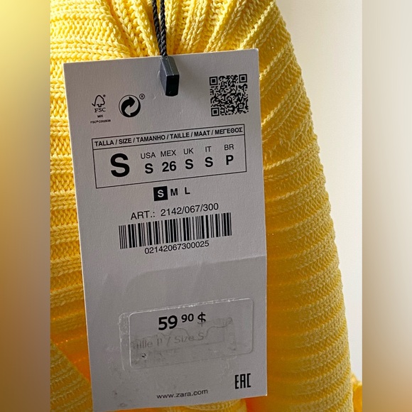NWT Zara yellow knit long top/short dress low back knit with black ribbon detail - Picture 15 of 15